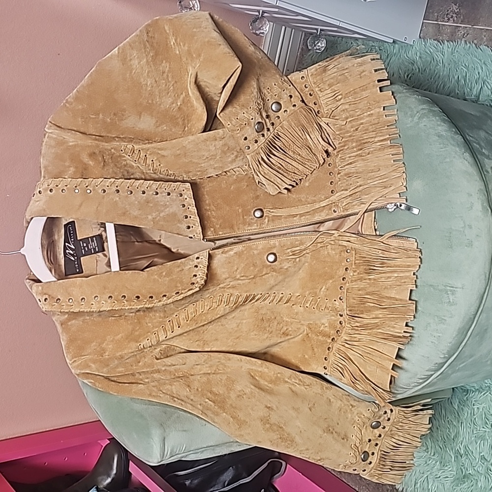 Suede fringe lined jacket